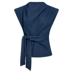 KimmyCC Pleat Top, Dark Denim, M