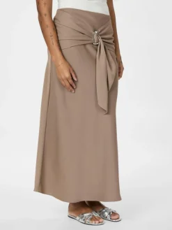 Kit Dull Sateen Nederdel, Dark Taupe, 40