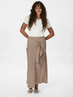 Kit Dull Sateen Nederdel, Dark Taupe, 40