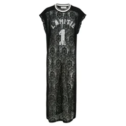 Lace Football Frill Kjole, Black, M