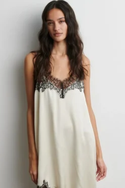 Lacia Contrast Mini Kjole, Cream Black, L