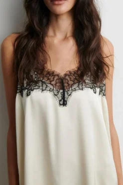 Lacia Contrast Mini Kjole, Cream Black, L