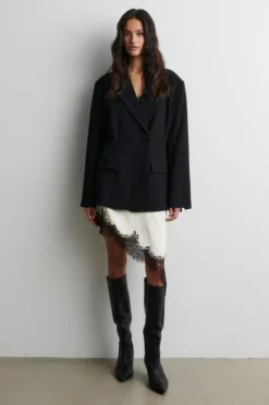 Lacia Contrast Mini Kjole, Cream Black, L