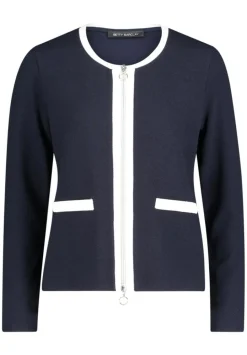Langærmet Cardigan, Patch Dark Blue/Cream, 46