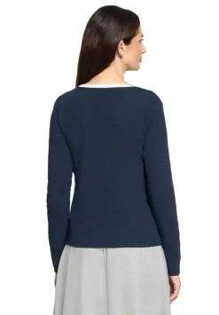 Langærmet Cardigan, Patch Dark Blue/Cream, 46