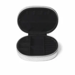 Large Oval Glitter Smykkeskrin, Silver