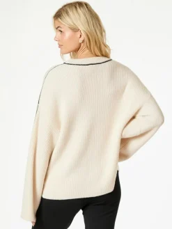 Latte Knit Striktrøje, Ivory, 40
