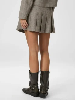 Laurina Herringbone Nederdel, Dusty Brown, 36