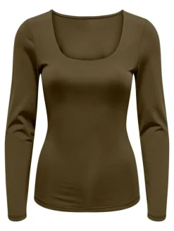 Lea Langærmet T-shirt, Dark Olive, L