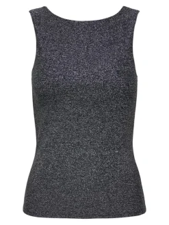 Lea Party Top, Black Silver Glitter, S