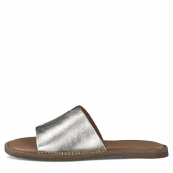 Leather Slippers, Light Gold, 37