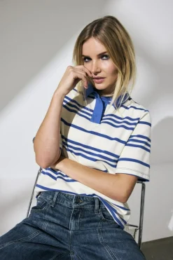 LennonCC Stripe Polo T-shirt, New Blue, S