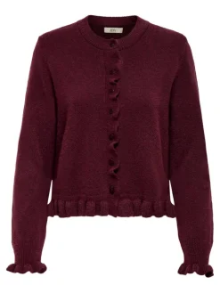 Letty On Frill Cardigan, Maroon Banner, M