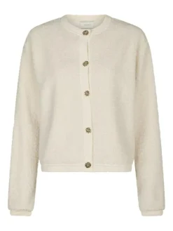 Limo Fluffy Knit Cardigan, Creme, 34