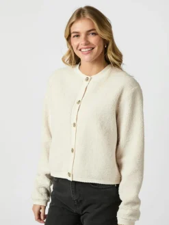 Limo Fluffy Knit Cardigan, Creme, 34
