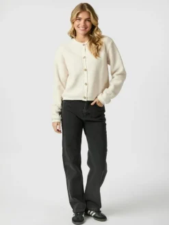 Limo Fluffy Knit Cardigan, Creme, 34