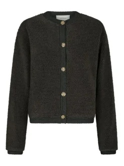 Limo Fluffy Knit Cardigan, Antracit, 40