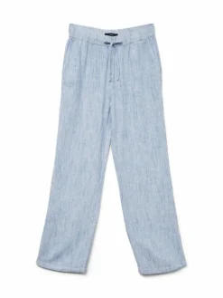 Line Wide Bukser, Medium Blue/Snow White, L/L32