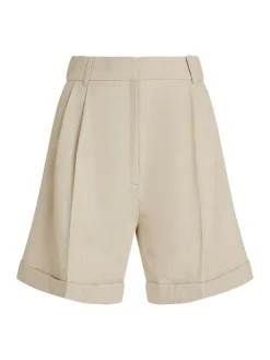 Linen Mix Pleated Shorts, Classic Beige, 42