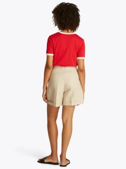 Linen Mix Pleated Shorts, Classic Beige, 42