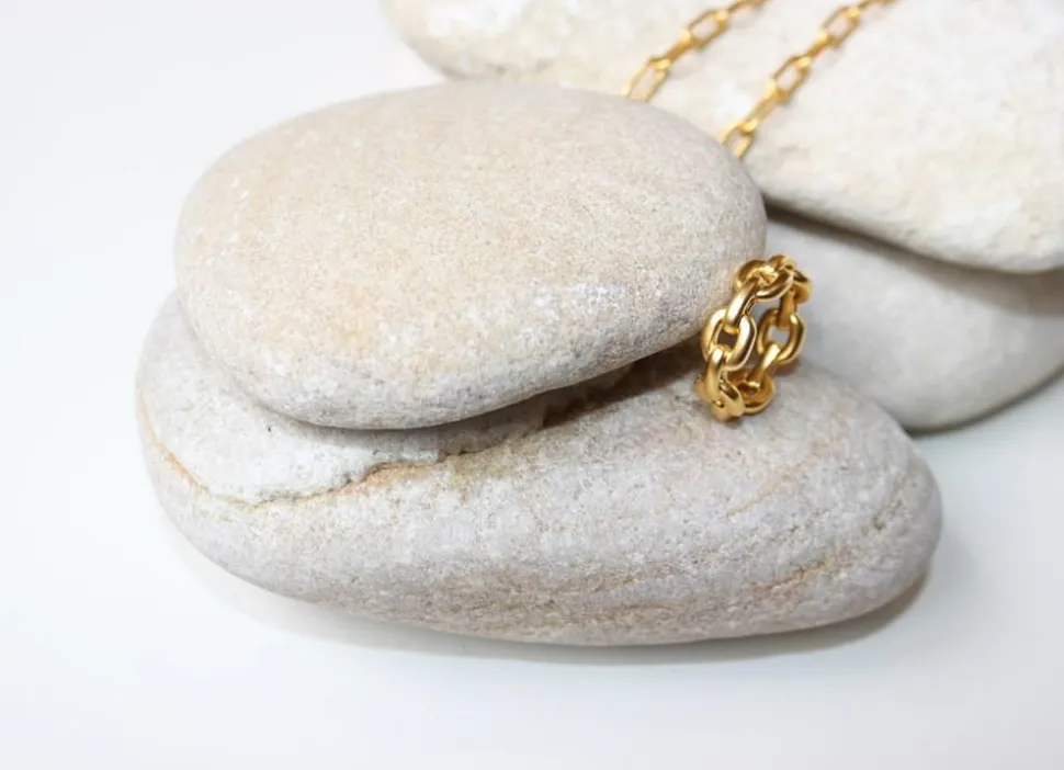 Link Chain Ring, Guld, 54