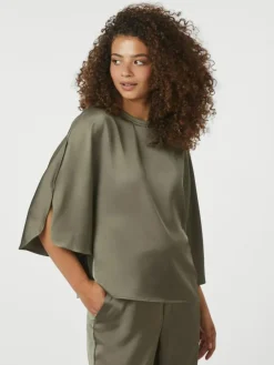 Liora Heavy Sateen Bluse, Cold Army, 36