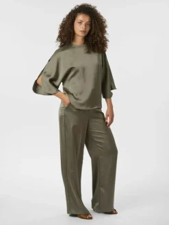 Liora Heavy Sateen Bluse, Cold Army, 36