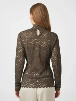 Liza Laceflower Bluse, Chocolate Brown, 40