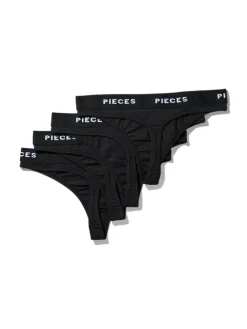Logo Lady 4-pak G-string, Black, XS