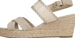 Logo Mid Wedge Espadrille Sandaler, Sandalwood, 40