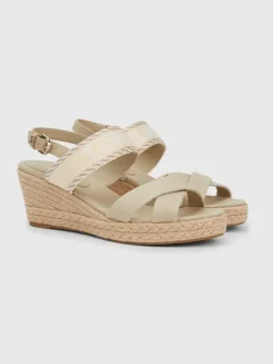 Logo Mid Wedge Espadrille Sandaler, Sandalwood, 40