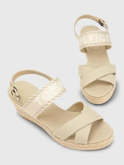 Logo Mid Wedge Espadrille Sandaler, Sandalwood, 40