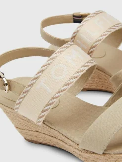Logo Mid Wedge Espadrille Sandaler, Sandalwood, 40