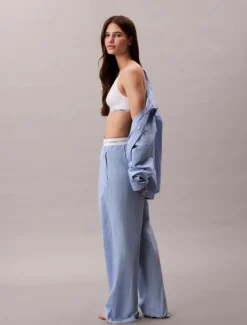 Logo Poplin Natbukser, Trail Stripe/Frozen Fjord, L