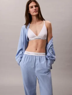 Logo Poplin Natbukser, Trail Stripe/Frozen Fjord, L