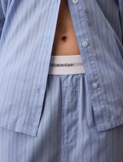 Logo Poplin Natbukser, Trail Stripe/Frozen Fjord, L