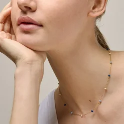 Lola Halskæde, Gold Plated/Marine, 38+2+2 cm