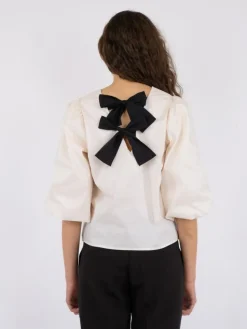 Lorraine Poplin Bluse, Ivory, 40