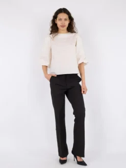 Lorraine Poplin Bluse, Ivory, 40