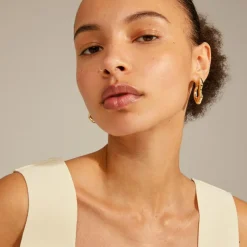 Loulia Wavy Øreringe, Gold Plated