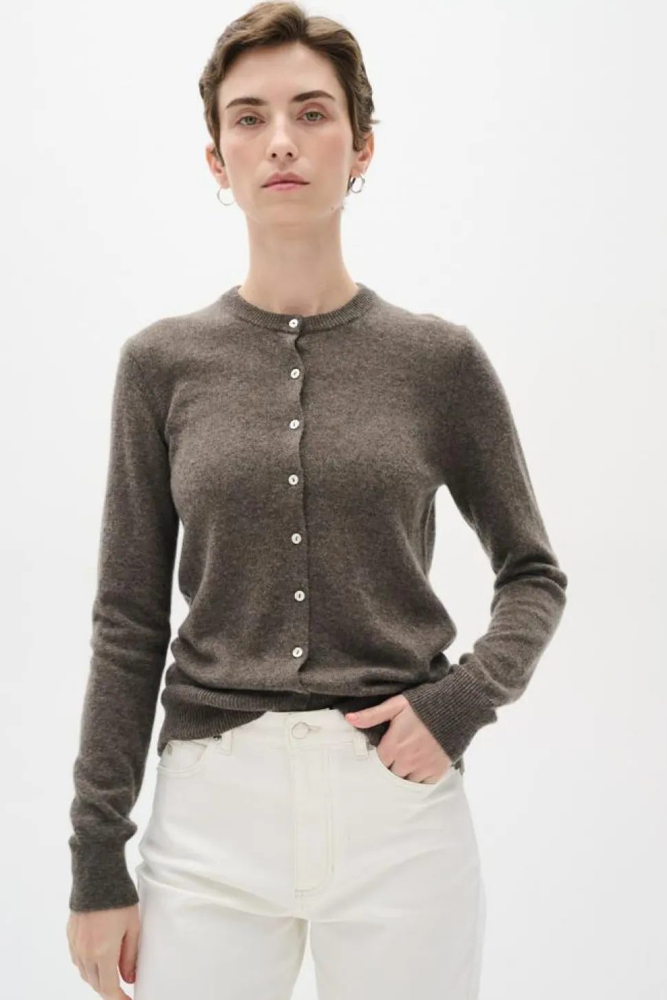 LukkaIW Cardigan, Brown Melange, XS/S