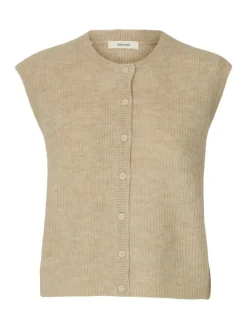 Lulu Button Vest, Birch, M