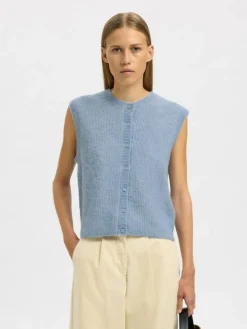 Lulu Button Vest, Cashmere Blue, S