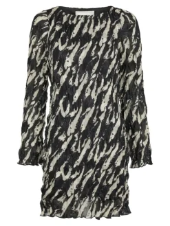 Luni Distressed Zebra Kjole, Black, 38