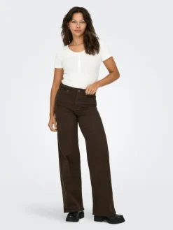 Madison Blush Wide Jeans, Dark Brown Denim, M/L32