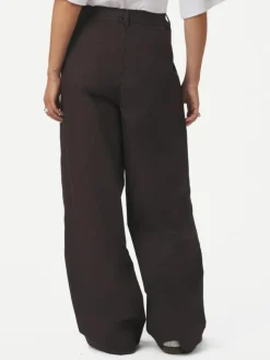 Malba Poplin Bukser, Dark Brown, 36