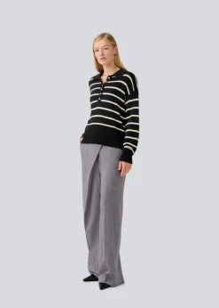 MalvaMD Stripe Polo, Black Summersand Stripe, M