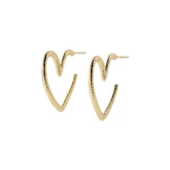 Marcy Heart Øreringe, Gold Plated Brass