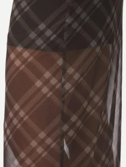 Marlise Check Mesh Nederdel, Dark Brown, 42