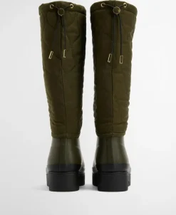 Marnie Quilted Tall Welly Gummistøvler, Olive/Black, 40